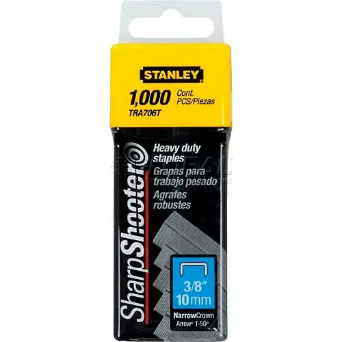 Stanley TRA706T Heavy-Duty Narrow Crown Staples 3/8", 1,000 Pack Clearance