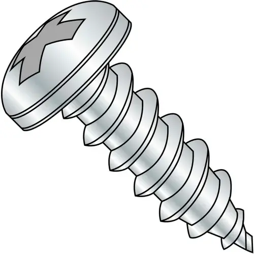 Trusted Brand 4 x 3/8 Phillips Pan Self Tapping Screw Type AB Fully Threaded Zinc Bake - Pkg of 10000