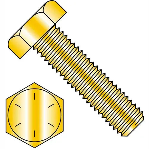 1/2-20 x 4 Hex Tap Bolt - Grade 8 - Full Thread - Zinc Yellow - Pkg of 25 High Quality