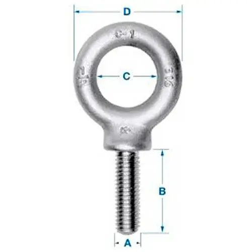 Ken Forging K2023-316SS - 316 Stainless Eyebolt - 3/8-16 - 1-1/4" Shank - Made In USA Today Only