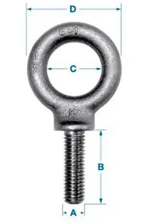 Ken Forging K2027-A - Carbon Eyebolt - Shoulder Pattern - 5/8-11 - 1-1/4" Shank - Made In USA Best Seller