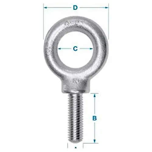 Ken Forging K2023-A-HDG - Carbon Eyebolt - 3/8-16 - 3/4" Shank - Galvanized - Made In USA Markdown