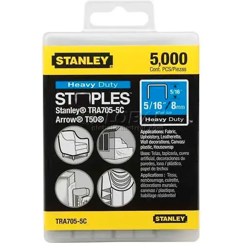 Hot Deal Stanley TRA705-5C Heavy-Duty Narrow Crown Staples 5/16", 5,000 Pack
