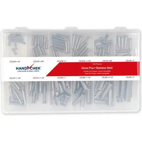 Seasonal Sale Clevis Pin Assortment Stainless Steel Plain 120 Piece Handi-Chek Version