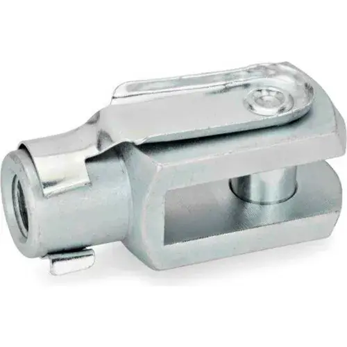 J.W. Winco WN 751 Clevis Fork Joints, Steel, w/ Snap-on Spring Pin, Zinc Pltd, 1/4 x 28L, 15/16" OAL Direct From Factory