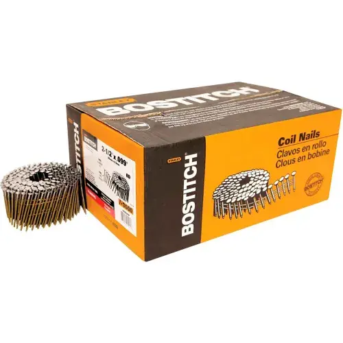 Bostitch 2-1/2" x .099 Ring Shank 15 Degree Coil Framing Nails, 3600/Qty Instant Buy