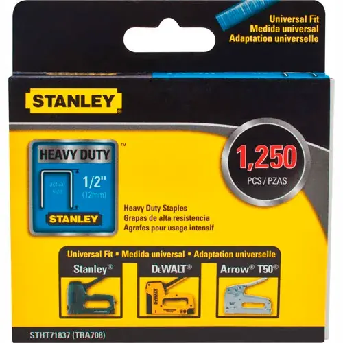 One Day Deal Stanley® STHT71837 Heavy-Duty Narrow Crown Staples 1/2" -1,250 Pack