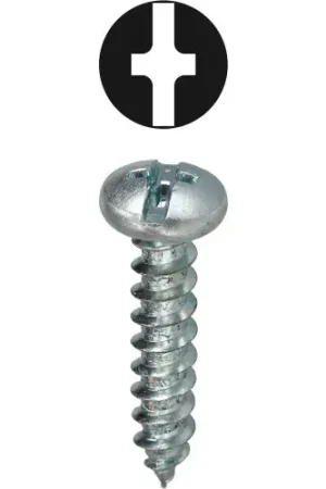 Hassle-Free Returns L.H.Dottie® Sheet Metal Screw, Combo Pan Head, Carbon Steel, 14 x 1", 100 Pack