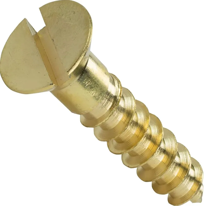 10 X 2" Wood Screws Slotted Drive Flat Head Brass (100 / Pkg.) Fan Favorite