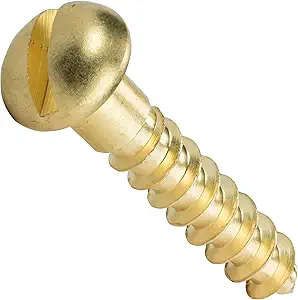 8 X 3" Wood Screws Slotted Drive Round Head Brass (100 / Pkg.) Latest