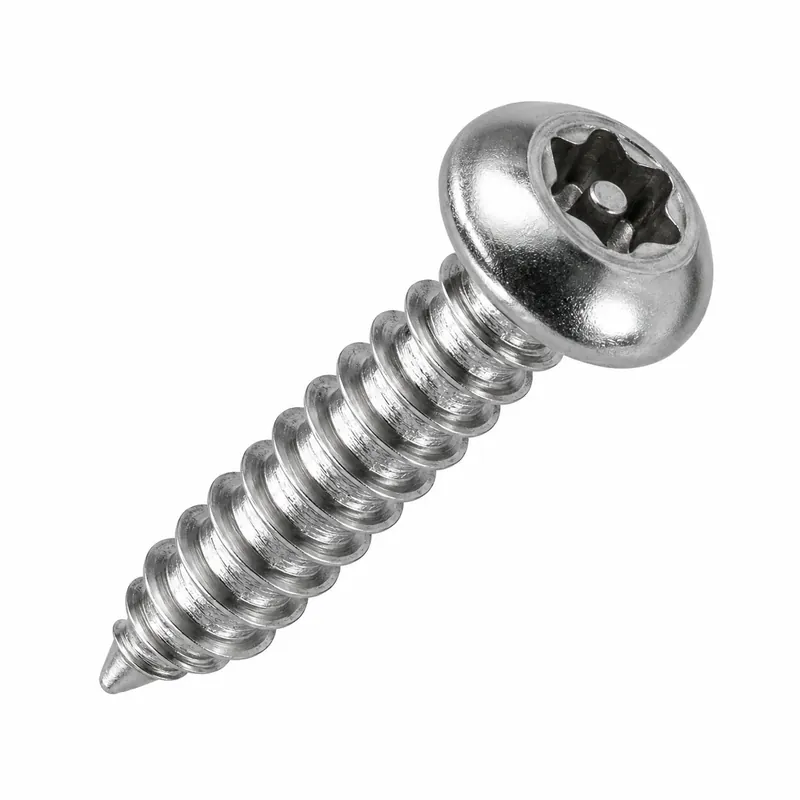 10 X 1-1/4" Tamper Resistant Sheet Metal Screws Button Head Pin-In Six Lobe Drive 18/8 Stainless Steel (100 / Pkg.) High Quality