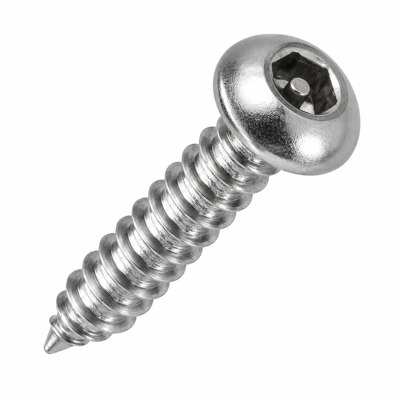 Super Sale 8 X 1/2" Tamper Resistant Sheet Metal Screws Button Head Pin-In Socket Drive 18/8 Stainless Steel (100 / Pkg.)