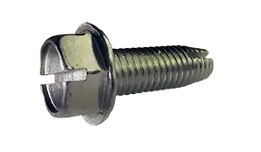 10-24 X 3/8" Type 1 Thread Cutting Screws Indented Hex Washer Head Slotted Drive Steel Zinc Green (8000 / Pkg.) Last Chance