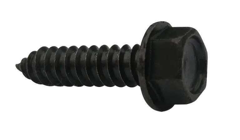 Latest 8 X 1/2" Type AB Self Tapping Sheet Metal Screws Indented Hex Washer Head Unslotted Drive 18/8 Stainless Steel Black Oxide (5000/Pkg.)