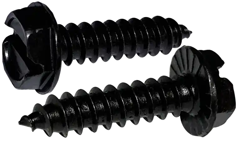 8 X 3/8" Type AB Self Tapping Sheet Metal Screws Serrated Indented Hex Washer Head Slotted Drive Steel Black Oxide (10000/Pkg.) Order Now