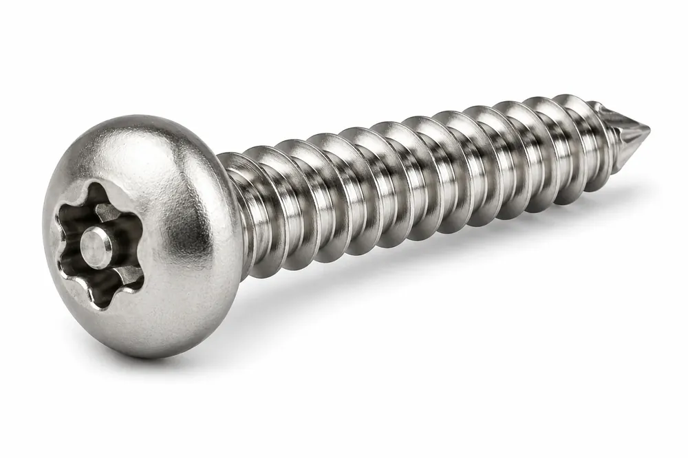 10 X 3/4" Type B Tamper Resistant Sheet Metal Screws Button Head Pin-In Six Lobe Drive 18/8 Stainless Steel (100 / Pkg.) Today Only