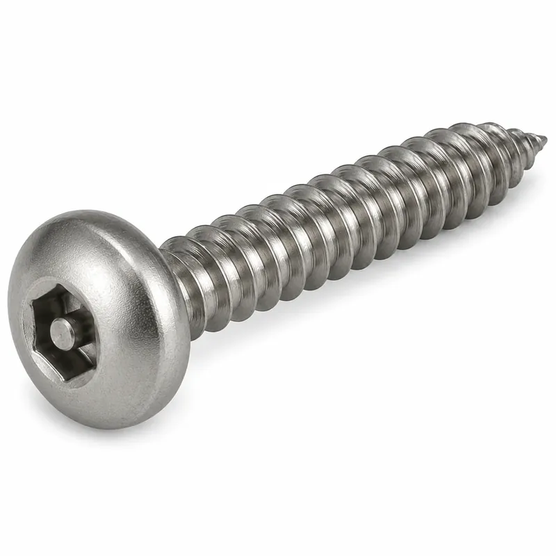 Professional Grade 10 X 1" Tamper Resistant Sheet Metal Screws Button Head Pin-In Hex Socket Drive 18/8 Stainless Steel (100 / Pkg.)