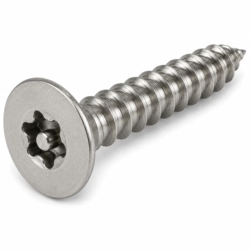 12 X 1-1/4" Tamper Resistant Sheet Metal Screws Flat Head Pin-In Six Lobe Drive 18/8 Stainless Steel (100 / Pkg.) Certified