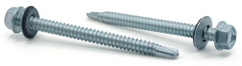 14-14 X 1-1/4" Self-Drilling Screws Indented Hex Washer Head Bonded EPDM Washer 410 Stainless Steel (100/Pkg.) Price Cut