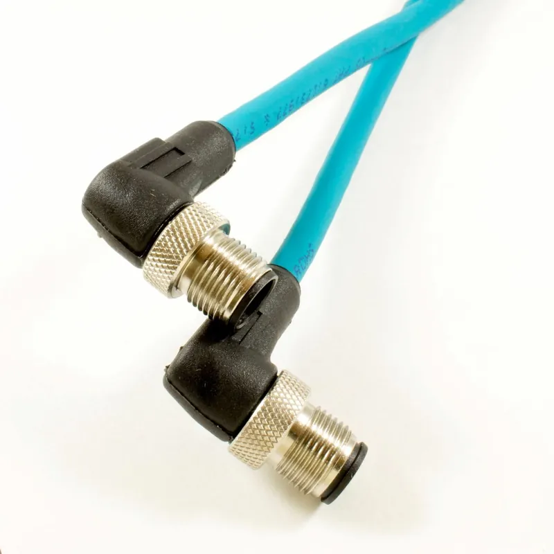OBSOLETE - Alpha Connect Ethernet Cordset - M12 Male 90 Deg to M12 Male 90 Deg - 24AWG 2 Poles - DW04DW117 - Teal - 5M (16.4ft) Affordable