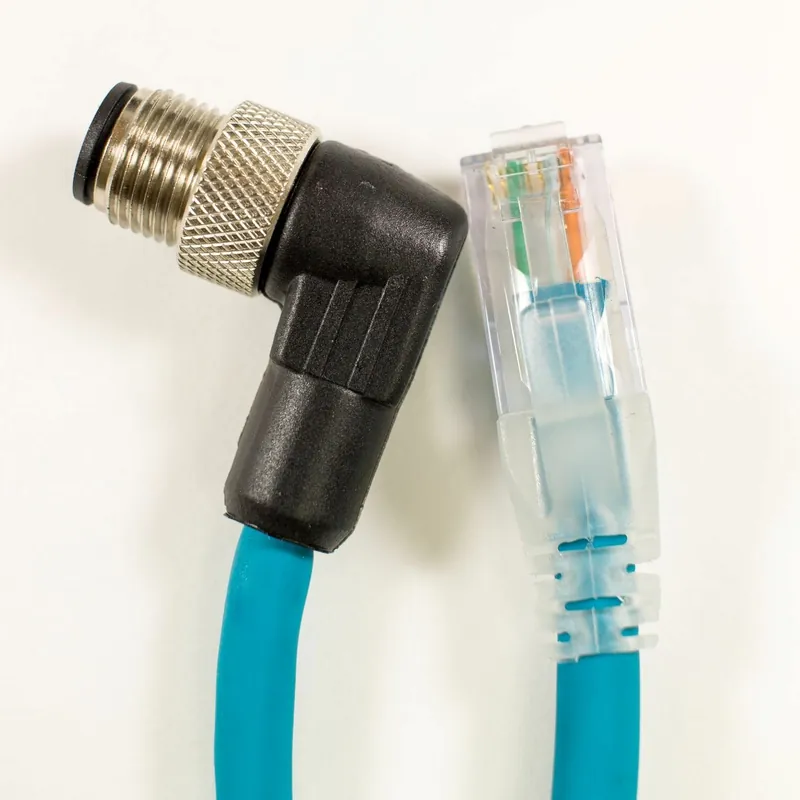 OBSOLETE - Alpha Connect Ethernet Cordset - M12 Male 90 Deg to RJ45 Male - 24AWG 2 Poles - DW04QR117 - Teal - 3M (9.84ft) Fan Favorite