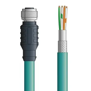 Best Price C5E004S01 - LAPP ETHERLINE® Industrial Cordsets 26 AWG / 4 pair CAT5e - Teal Polyurethane (PUR) - M12 Female / Wire Leads connectors - 1m