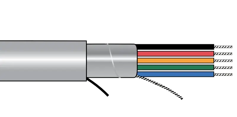 Alpha EcoCable® Foil Shield Multiconductor Cable - 18 AWG 2 Conductor - Slate - 600V - 100 ft Direct From Factory