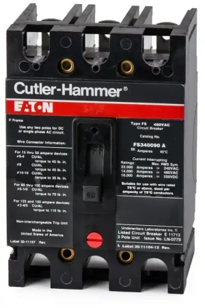 Free Returns Eaton / Cutler-Hammer FS340090A - 90A 3 Pole Molded Case Circuit Breaker