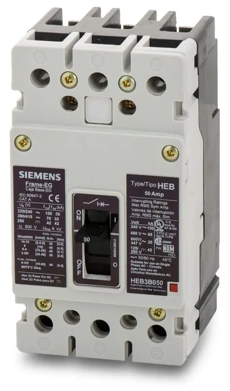Siemens HEB3B050B - 50A 3 Pole Molded Case Circuit Breaker Latest
