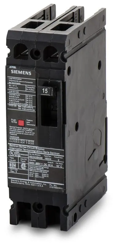 Siemens HED42B015 - 15A 2 Pole Molded Case Circuit Breaker Discount