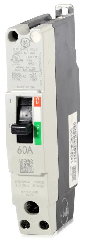 Certified ABB / General Electric TEYD1060B - 60A 1 Pole Miniature Circuit Breaker