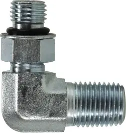 Midland Metal 6806NWO66 90 deg Elbow, 9/16 in Male ORB x 3/8 in MIP, Steel Buy Direct