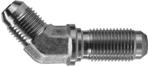 Midland Metal 27026 Bulkhead 45 deg Union Elbow, 3/8 in 37 deg JIC Flared x 3/8 in 37 deg JIC Flared, Steel Hassle-Free Returns