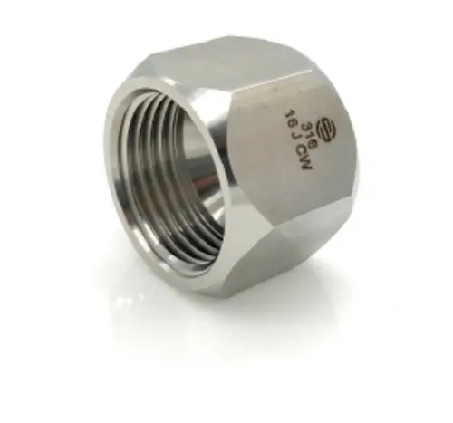 Budget Stainless Adapters SS304-C-12 Cap, 3/4 in 37 deg JIC Flared, Stainless Steel