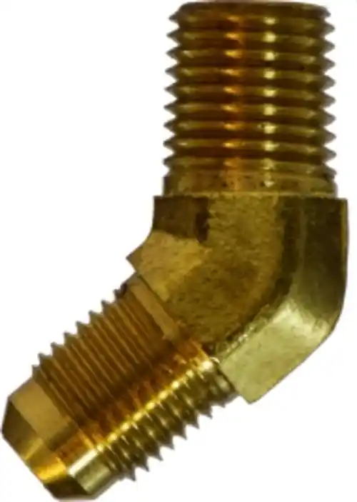 Midland Metal 28740F 45 deg Elbow, 7/8 in Male JIC x 1/2 in MIP, Brass Fan Favorite