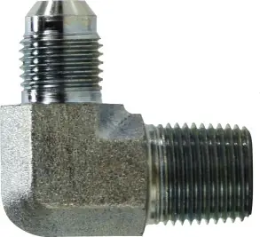 Secure Checkout Midland Metal 250168 90 deg Straight Elbow, 3/8 in 37 deg JIC Male Flared x 1/2 in MPT, Steel