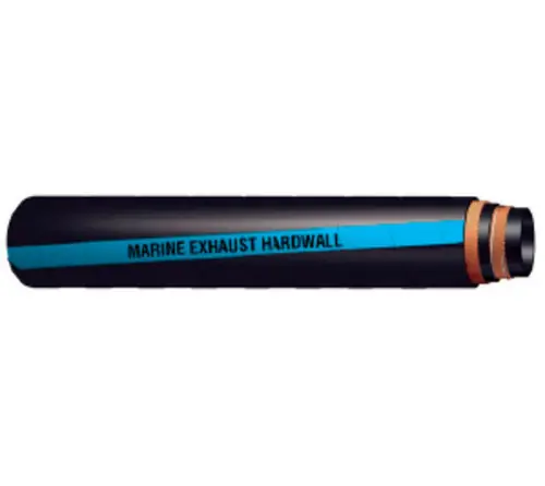 High Quality Buchanan Rubber MXH-250 Marine Exhaust Hardwall Hose, 100 ft L, Rubber Tube, Black with Blue Stripe