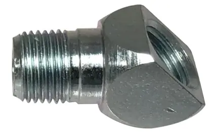 Midland Metal 36360 45 deg Angle Elbow Adapter, 45 deg, 1/4-28 x 1/8-27 Thread, SAE-LT x NPTF Thread, Zinc-Plated Exclusive Offer