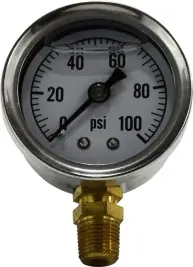 Fresh Stock Midland Metal 80601 Pneumatic Pressure Gauge, 1-1/2 in Dial, 0 to 15 psi Measuring Range, +/-1.5 % Accuracy