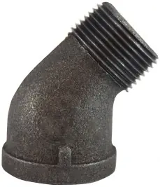 Free Returns Midland Metal 65210 45 deg Street Elbow, 3 in MPT x 3 in FPT, Iron, Black, 150 lb