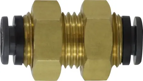 In Demand Midland Metal 820800C Bulkhead Union, 1/2 in Push-In Tube x 1/2 in Push-In Tube, Composite