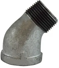 Get Yours Midland Metal 64200 45 deg Street Elbow, 1/8 in MPT x 1/8 in FPT, Iron, Galvanized, 150 lb