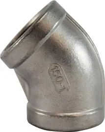 Midland Metal 63190 45 deg Elbow, 3 in FNPT x 3 in FNPT, Stainless Steel, 150 lb Buy Today