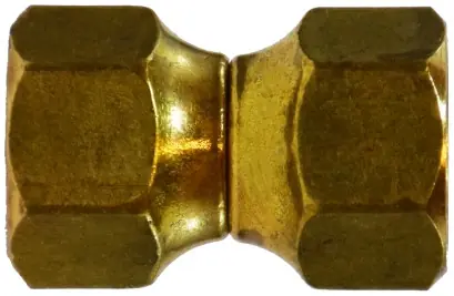 Midland Metal 10483 Swivel Union, 3/8 in SAE 45 deg Female Flared x 3/8 in SAE 45 deg Female Flared, Brass Clearance