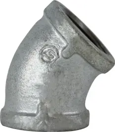 Midland Metal 64184 45 deg Elbow, 3/4 in FPT x 3/4 in FPT, Iron, Galvanized, 150 lb Crafted