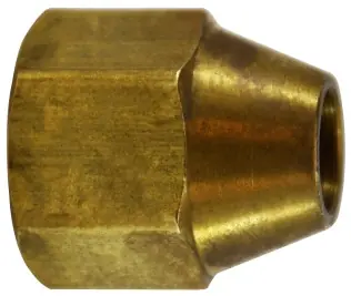 Shop Now Midland Metal 10024 Hex Reducing Short Rod Nut, 1/2 x 3/8 in SAE 45 deg Flare, Brass