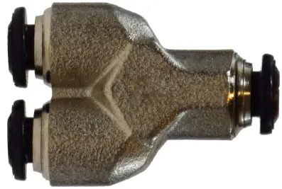 Midland Metal 20813N Union Wye, 4 mm Push-In x 4 mm Push-In x 4 mm Push-In, Brass, Nickel-Plated Buy Direct