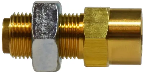 Midland Metal 860606 Bulkhead Union, 3/8 in Push-In x 3/8 in FNPTF, Brass Fresh Stock