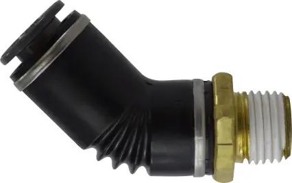 Hassle-Free Returns Midland Metal 540604SC 45 deg Elbow, 3/8 in Push-In x 1/4 in MIP, Composite