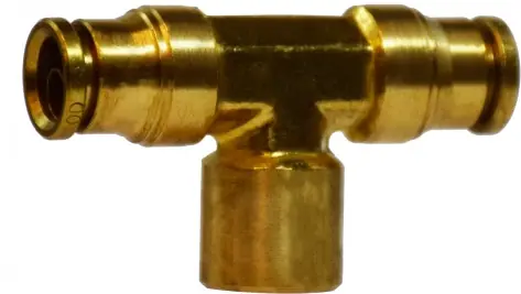 Midland Metal 770402 Branch Tee, 1/4 in Push-In Tube x 1/4 in Push-In Tube x 1/8 in FPT, Brass Limited Offer
